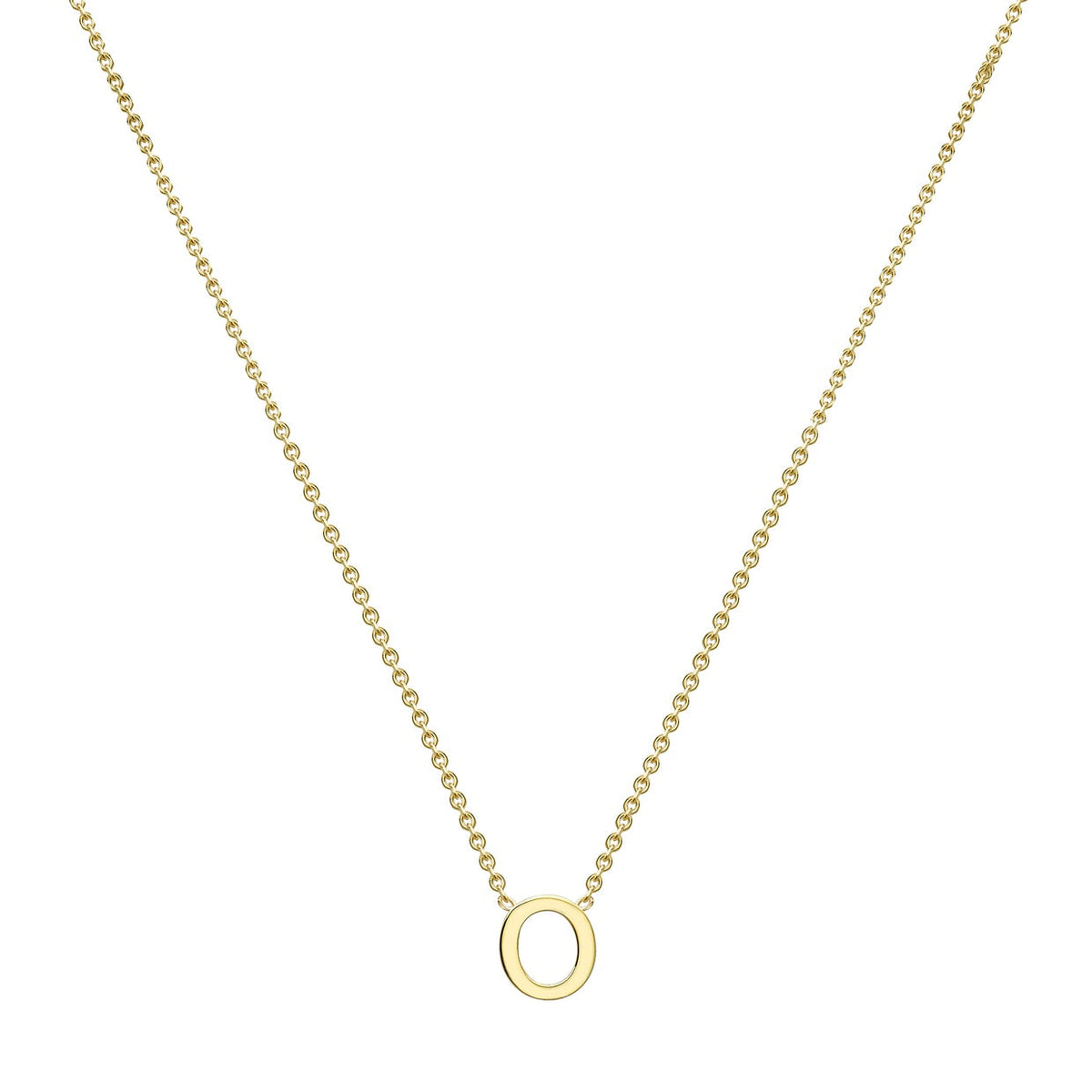 9ct Yellow Gold Mini Initial O Adjustable Necklace — full-length