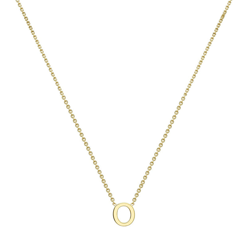 9ct Yellow Gold Mini Initial O Adjustable Necklace — full-length