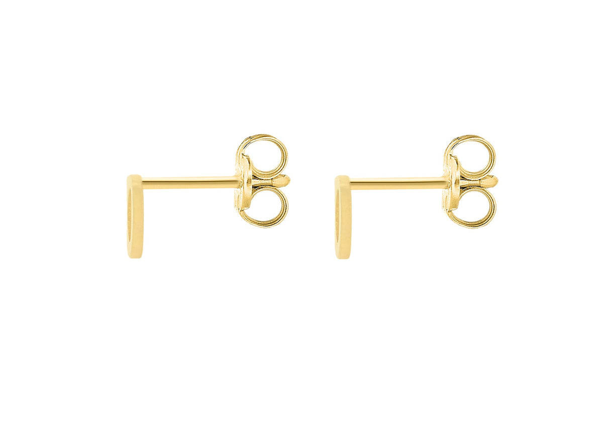 9ct Yellow Gold Mini Initial O Stud Earrings — back