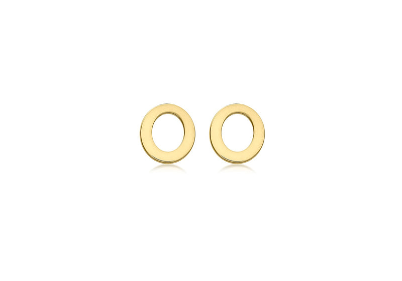 9ct Yellow Gold Mini Initial O Stud Earrings