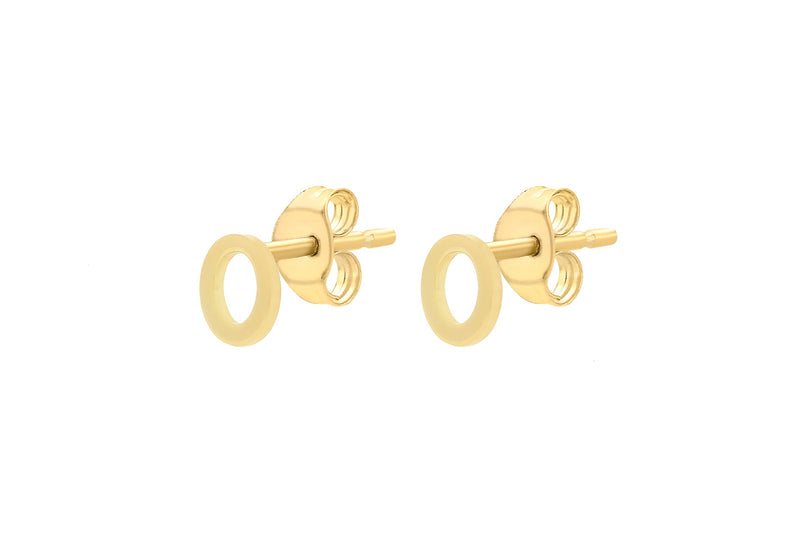 9ct Yellow Gold Mini Initial O Stud Earrings — side