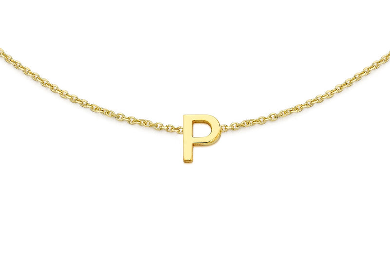 9ct Yellow Gold Mini Initial P Adjustable Bracelet — detail