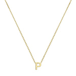 9ct Yellow Gold Mini Initial P Adjustable Necklace — full-length