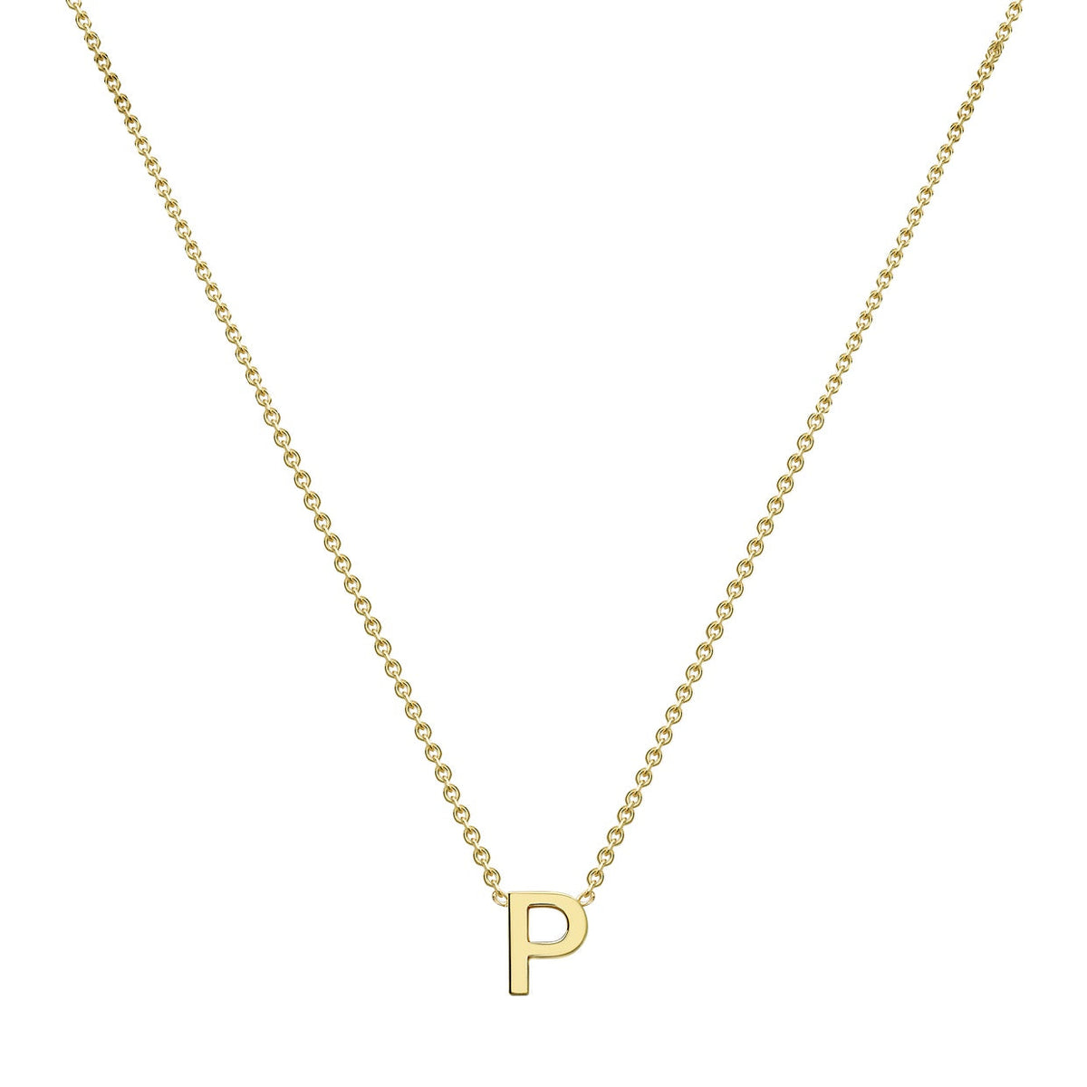 9ct Yellow Gold Mini Initial P Adjustable Necklace — full-length