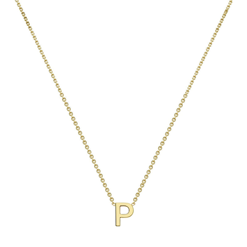 9ct Yellow Gold Mini Initial P Adjustable Necklace — full-length