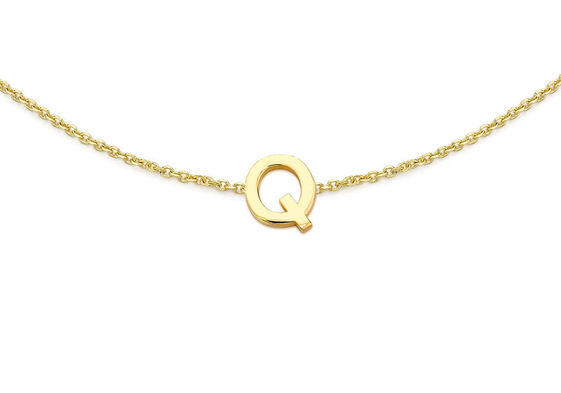9ct Yellow Gold Mini Initial Q Adjustable Bracelet — detail