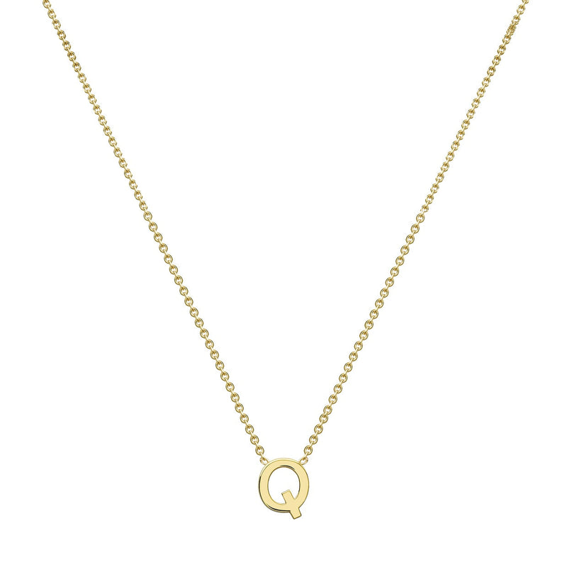9ct Yellow Gold Mini Initial Q Adjustable Necklace — full-length