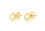 9ct Yellow Gold Mini Initial Q Stud Earrings — side