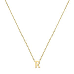 9ct Yellow Gold Mini Initial R Adjustable Necklace — full-length