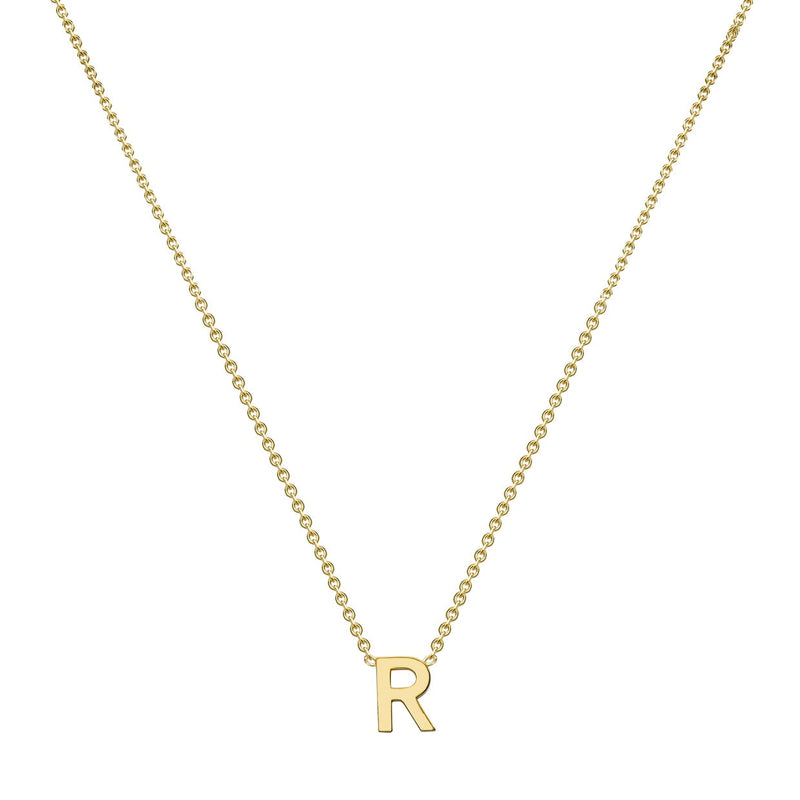 9ct Yellow Gold Mini Initial R Adjustable Necklace — full-length
