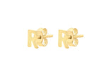 9ct Yellow Gold Mini Initial R Stud Earrings — side