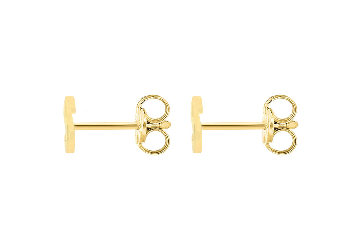 9ct Yellow Gold Mini Initial S Stud Earrings — back