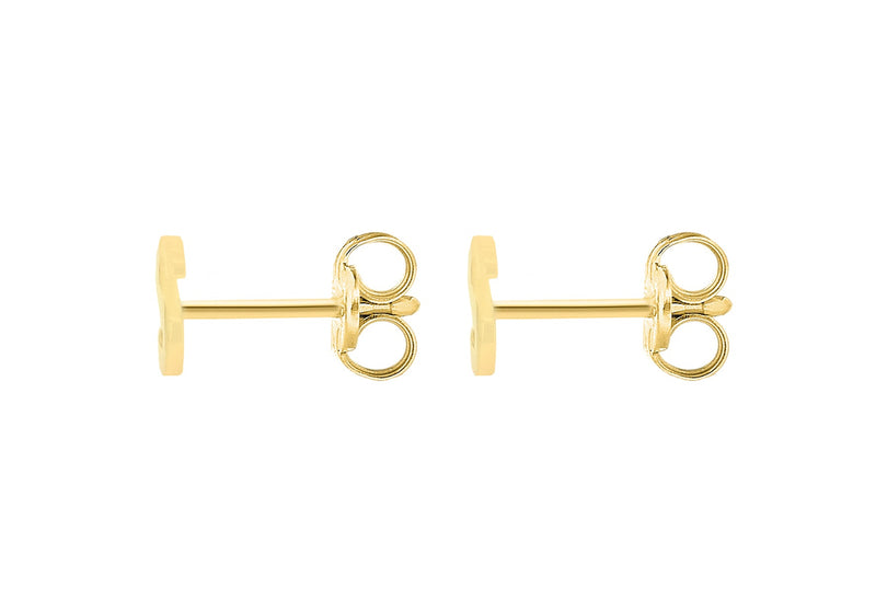 9ct Yellow Gold Mini Initial S Stud Earrings — back