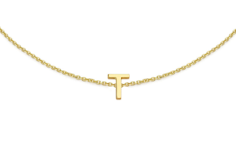 9ct Yellow Gold Mini Initial T Adjustable Bracelet — detail