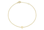 9ct Yellow Gold Mini Initial T Adjustable Bracelet