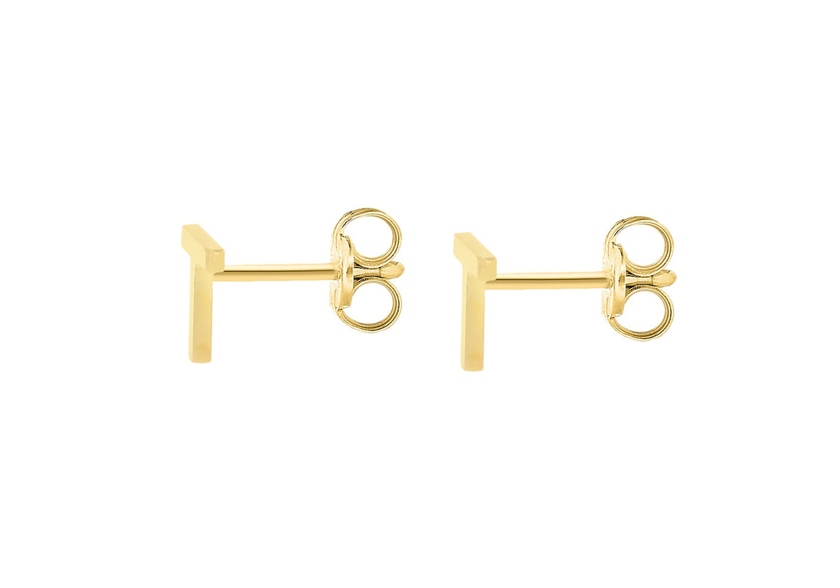 9ct Yellow Gold Mini Initial T Stud Earrings — back