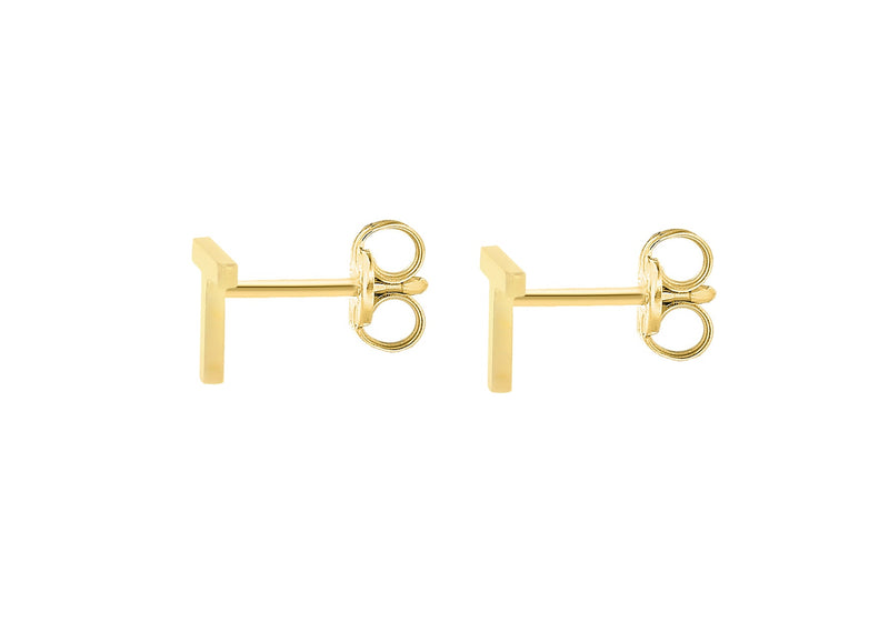 9ct Yellow Gold Mini Initial T Stud Earrings — back