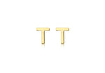 9ct Yellow Gold Mini Initial T Stud Earrings