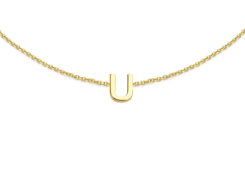 9ct Yellow Gold Mini Initial U Adjustable Bracelet — detail