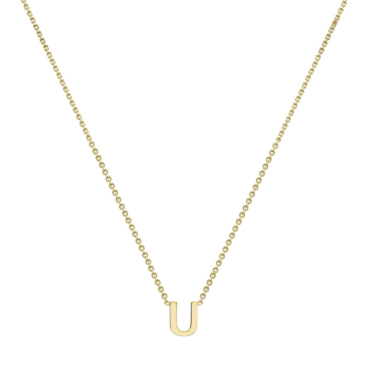 9ct Yellow Gold Mini Initial U Adjustable Necklace — full-length