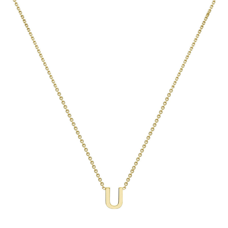 9ct Yellow Gold Mini Initial U Adjustable Necklace — full-length