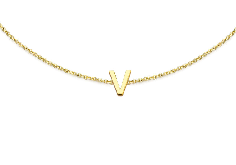9ct Yellow Gold Mini Initial V Adjustable Bracelet — detail