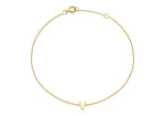 9ct Yellow Gold Mini Initial V Adjustable Bracelet