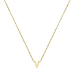 9ct Yellow Gold Mini Initial V Adjustable Necklace — full-length
