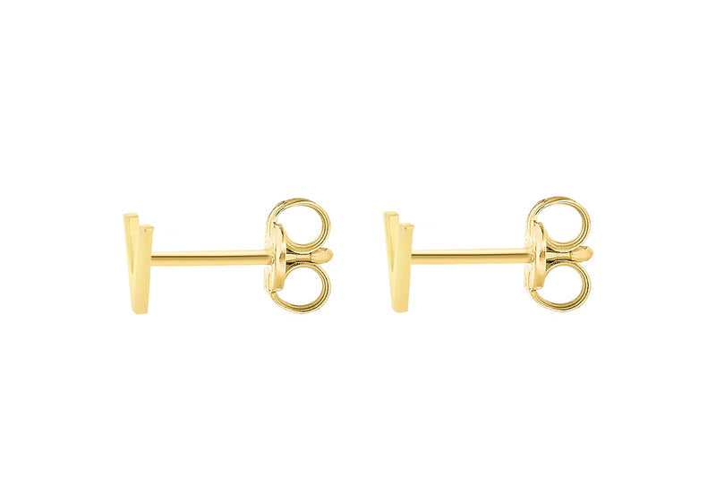 9ct Yellow Gold Mini Initial V Stud Earrings — back