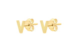 9ct Yellow Gold Mini Initial V Stud Earrings — side
