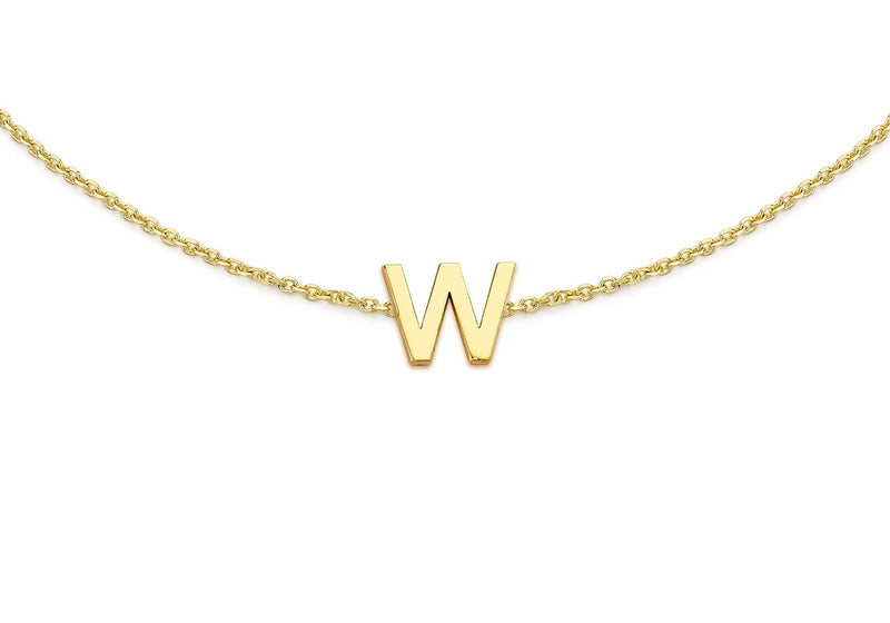 9ct Yellow Gold Mini Initial W Adjustable Bracelet — detail