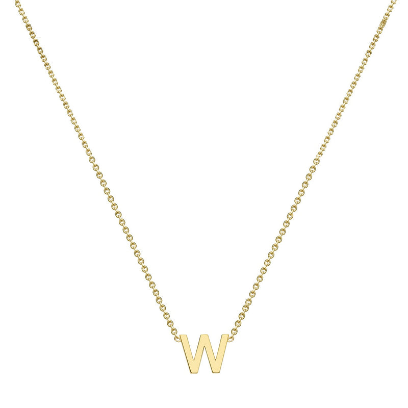 9ct Yellow Gold Mini Initial W Adjustable Necklace — full-length