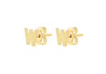 9ct Yellow Gold Mini Initial W Stud Earrings — side