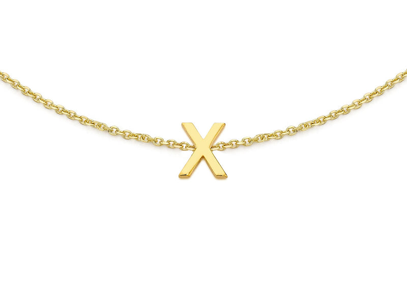 9ct Yellow Gold Mini Initial X Adjustable Bracelet — detail