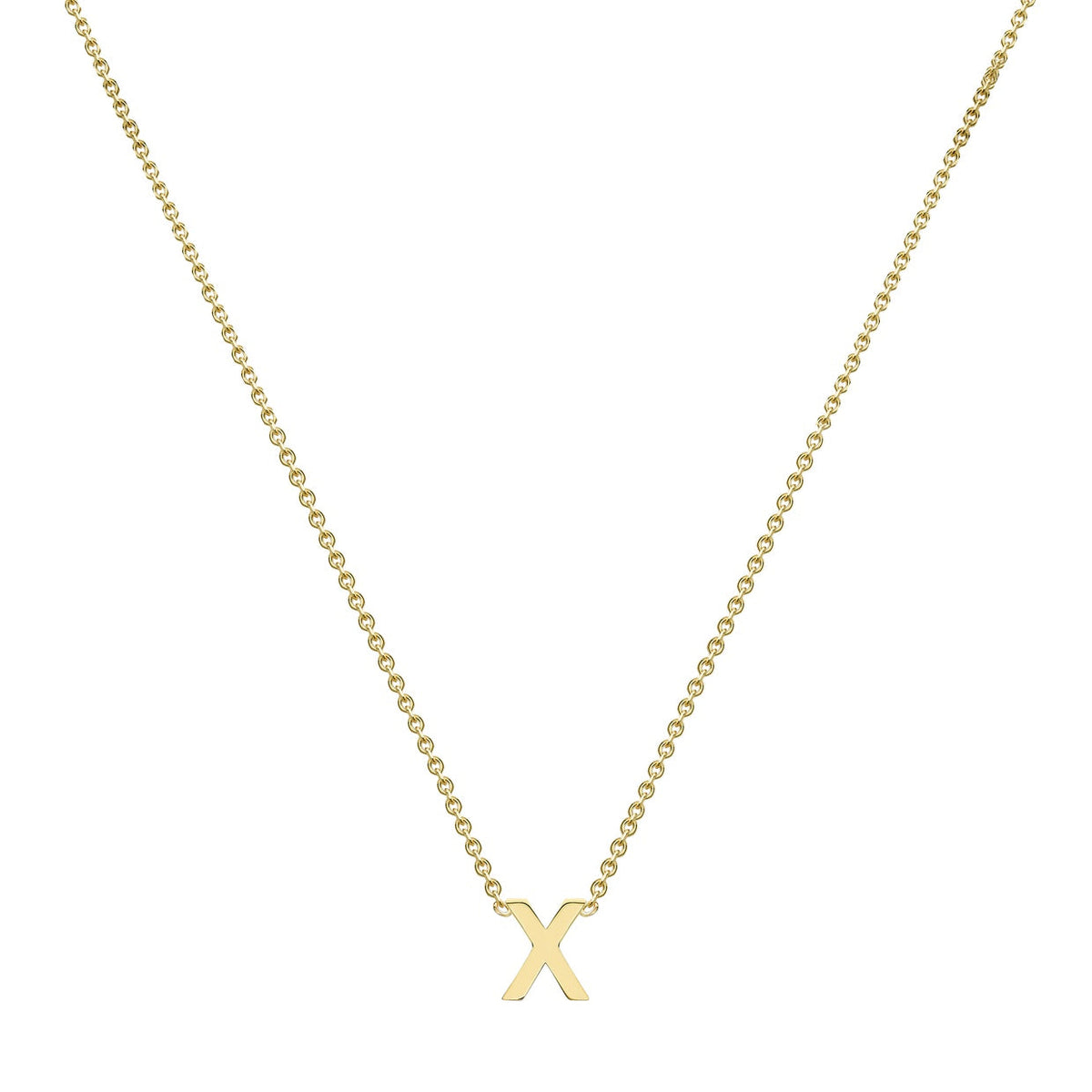 9ct Yellow Gold Mini Initial X Adjustable Necklace — full-length