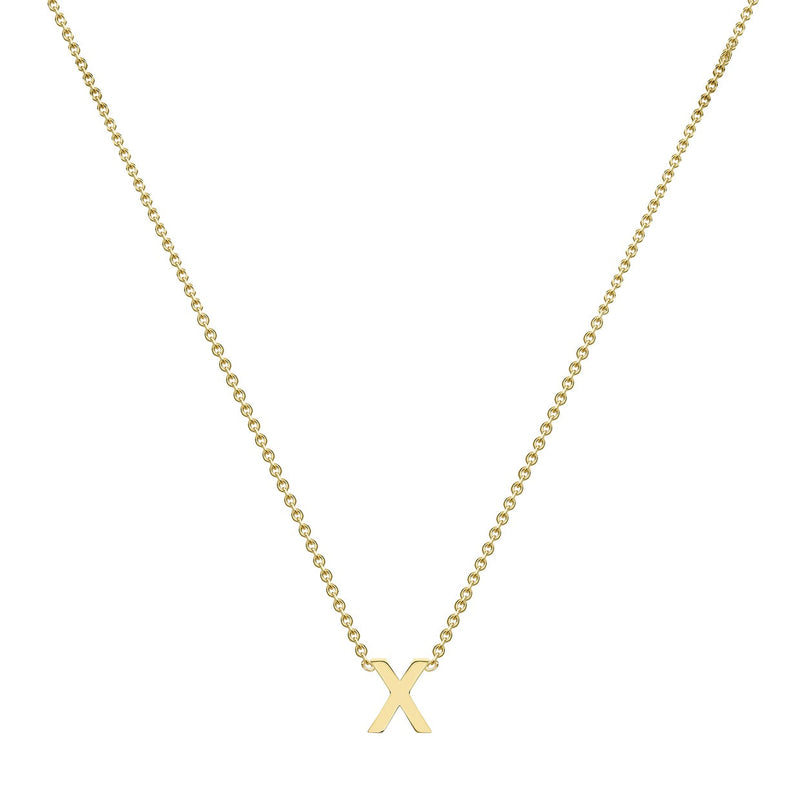 9ct Yellow Gold Mini Initial X Adjustable Necklace — full-length