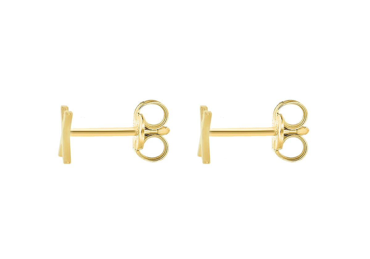 9ct Yellow Gold Mini Initial X Stud Earrings — back