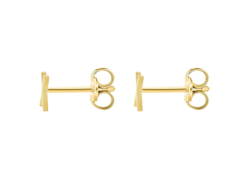 9ct Yellow Gold Mini Initial X Stud Earrings — back