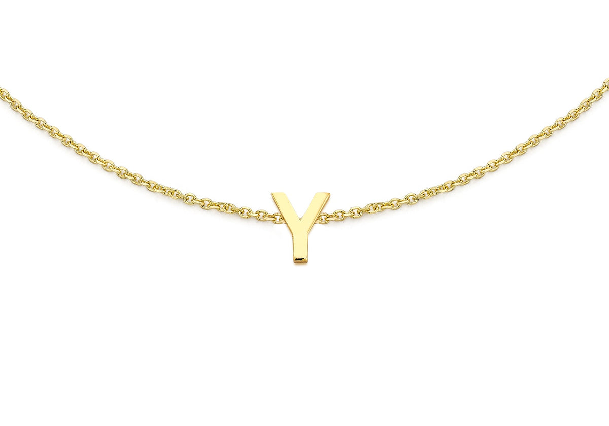9ct Yellow Gold Mini Initial Y Adjustable Bracelet — detail