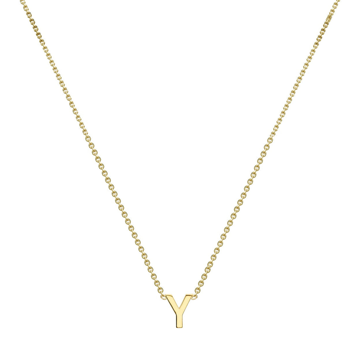 9ct Yellow Gold Mini Initial Y Adjustable Necklace — full-length