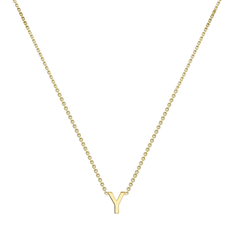 9ct Yellow Gold Mini Initial Y Adjustable Necklace — full-length