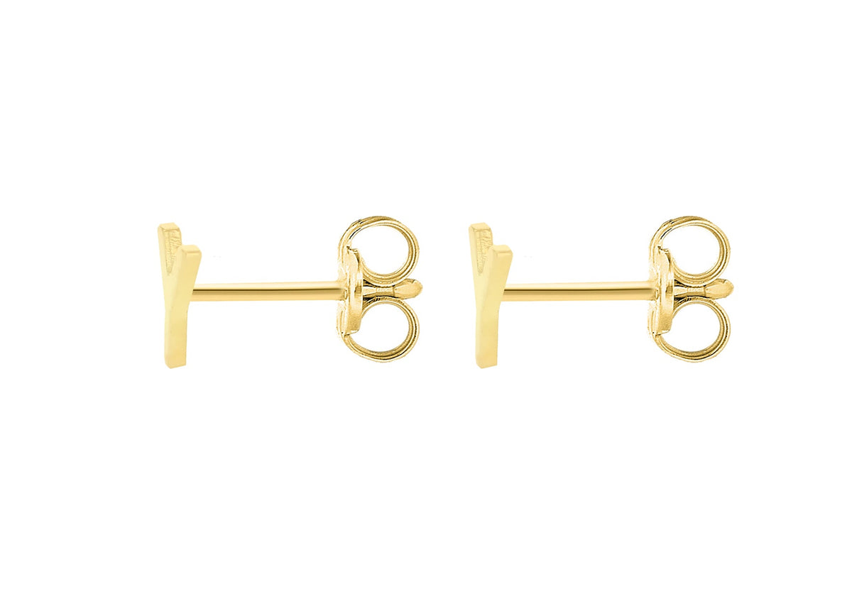 9ct Yellow Gold Mini Initial Y Stud Earrings — back