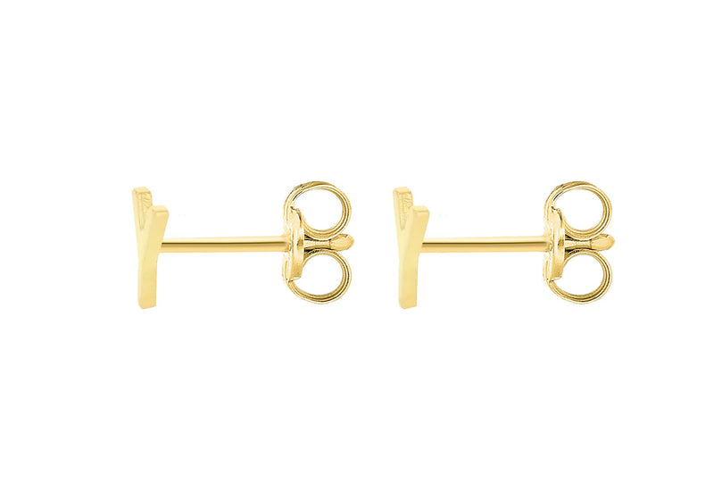9ct Yellow Gold Mini Initial Y Stud Earrings — back