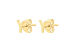 9ct Yellow Gold Mini Initial Y Stud Earrings — side