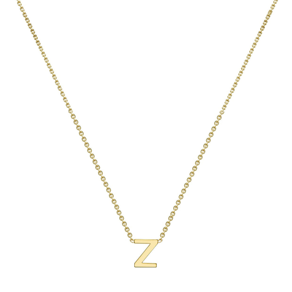 9ct Yellow Gold Mini Initial Z Adjustable Necklace — full-length