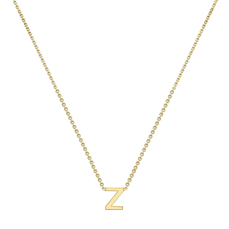 9ct Yellow Gold Mini Initial Z Adjustable Necklace — full-length