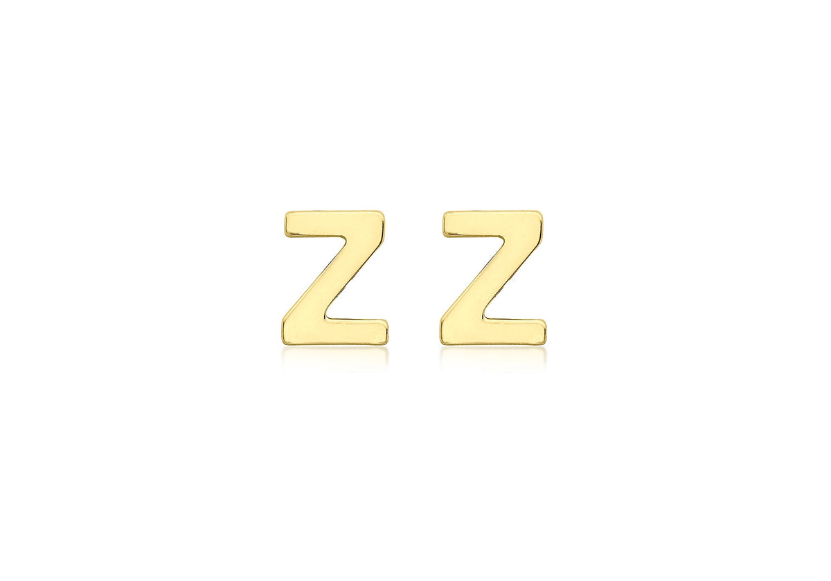 9ct Yellow Gold Mini Initial Z Stud Earrings