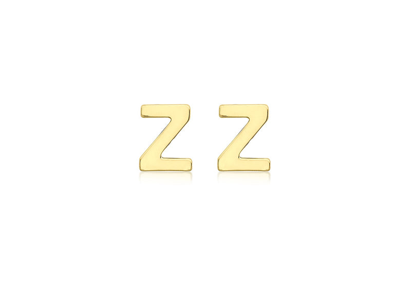 9ct Yellow Gold Mini Initial Z Stud Earrings