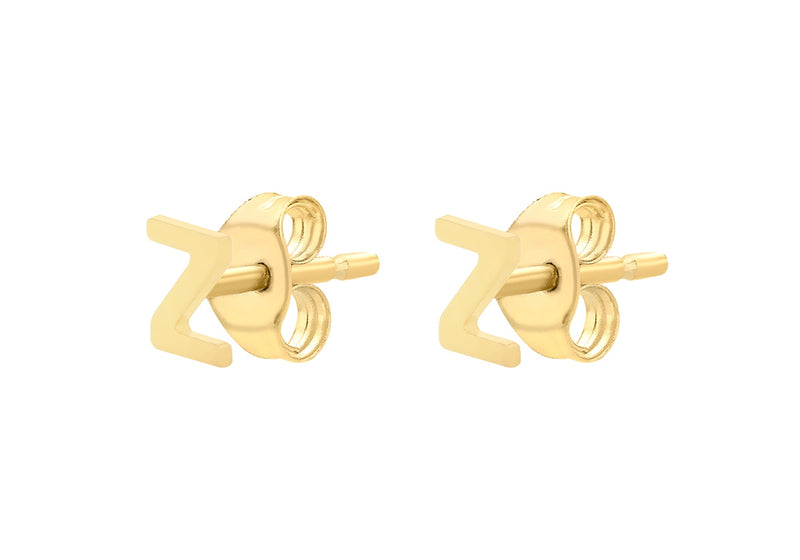 9ct Yellow Gold Mini Initial Z Stud Earrings — side