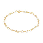 9ct Yellow Gold Mini Open Heart Link Bracelet